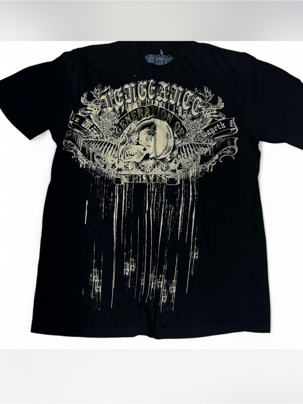 Generation of Thieves LA CA Black Graphic Skull Short-Sleeve Tee size L